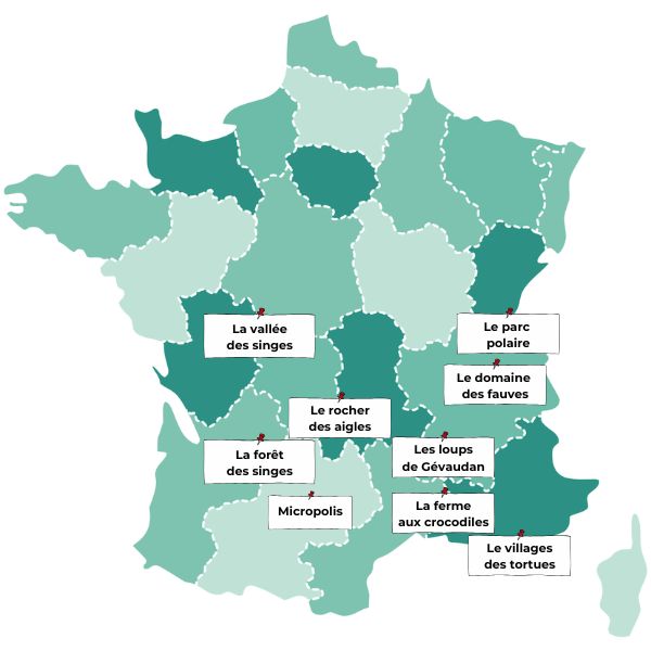 carte parcs animaliers spécialisé